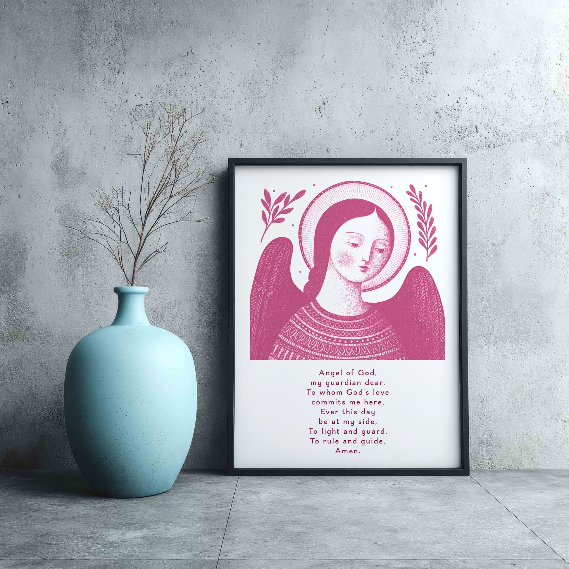Guardian Angel for Girls Art Print - Pink interior mockup 09 - p_3_girl_0000_Layer 2
