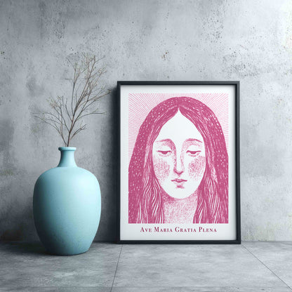 Virgin Mary Art Print - Pink interior mockup 09 - p_3_maria_0000_Layer 2