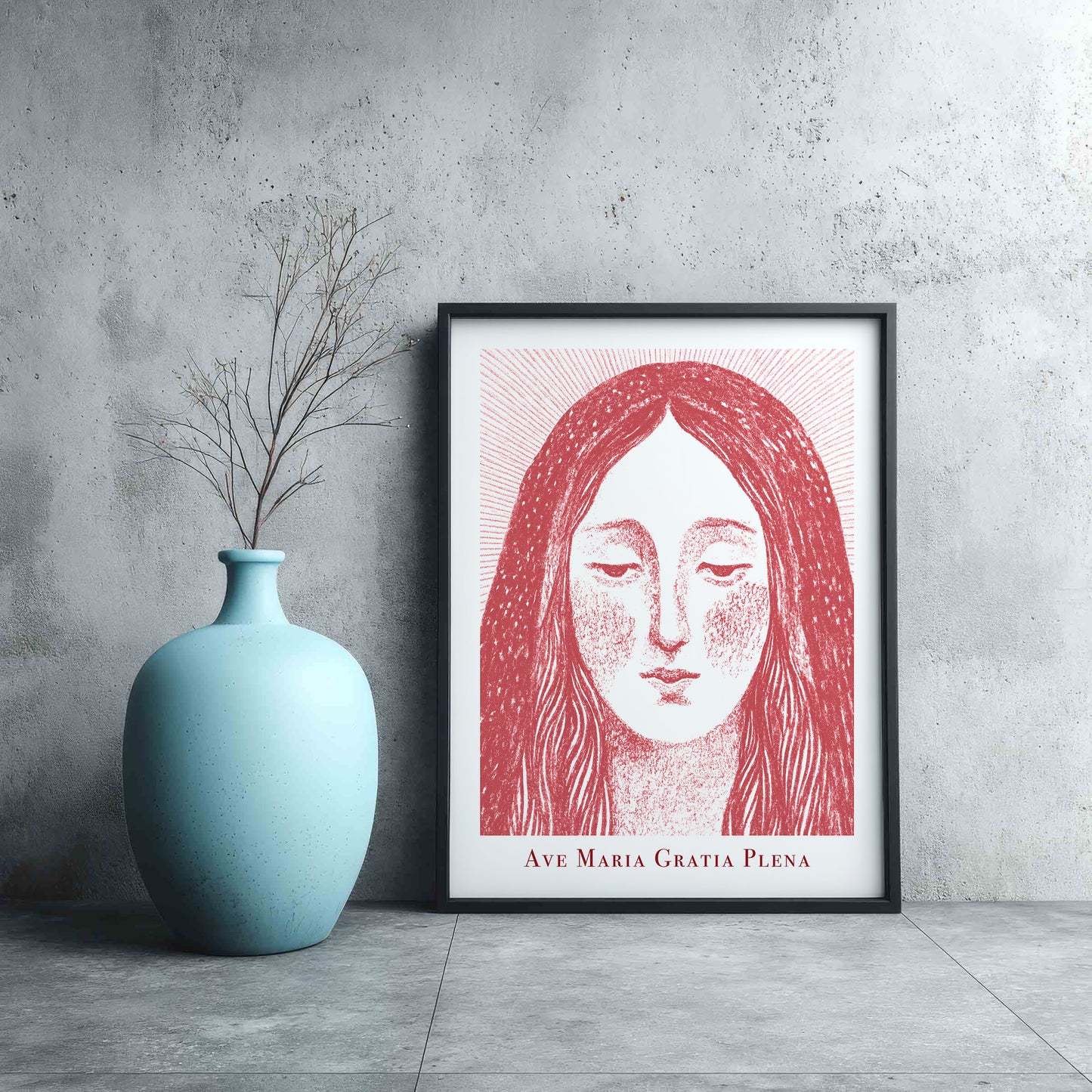 Virgin Mary Art Print - Red interior mockup 11 - p_3_maria_0001_Layer 1