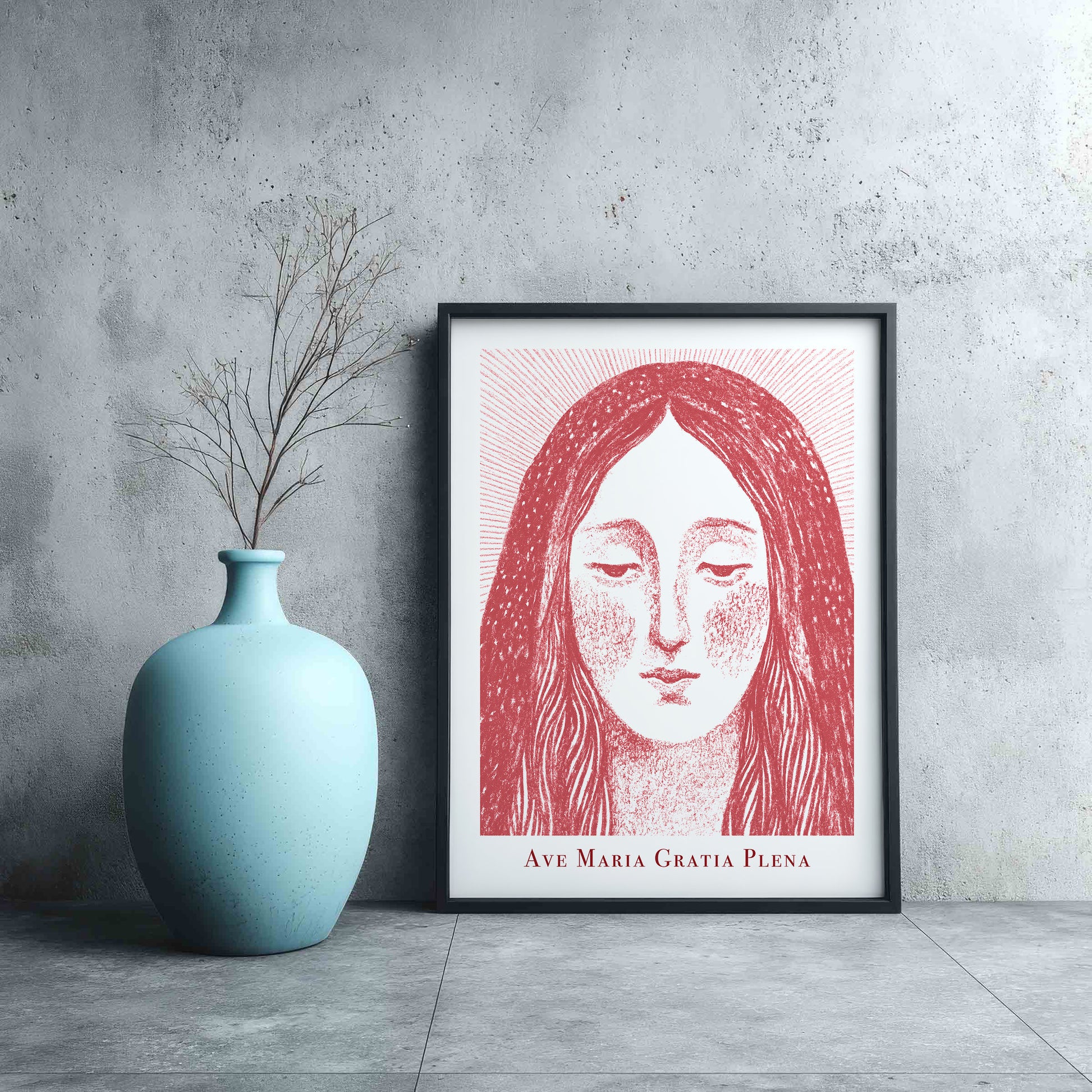 Virgin Mary Art Print - Red interior mockup 11 - p_3_maria_0001_Layer 1