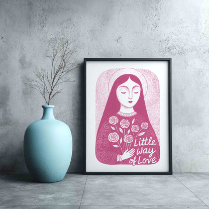 St Therese of Lisieux Art Print - Pink interior mockup 09 - p_3_ter_0000_Layer 2