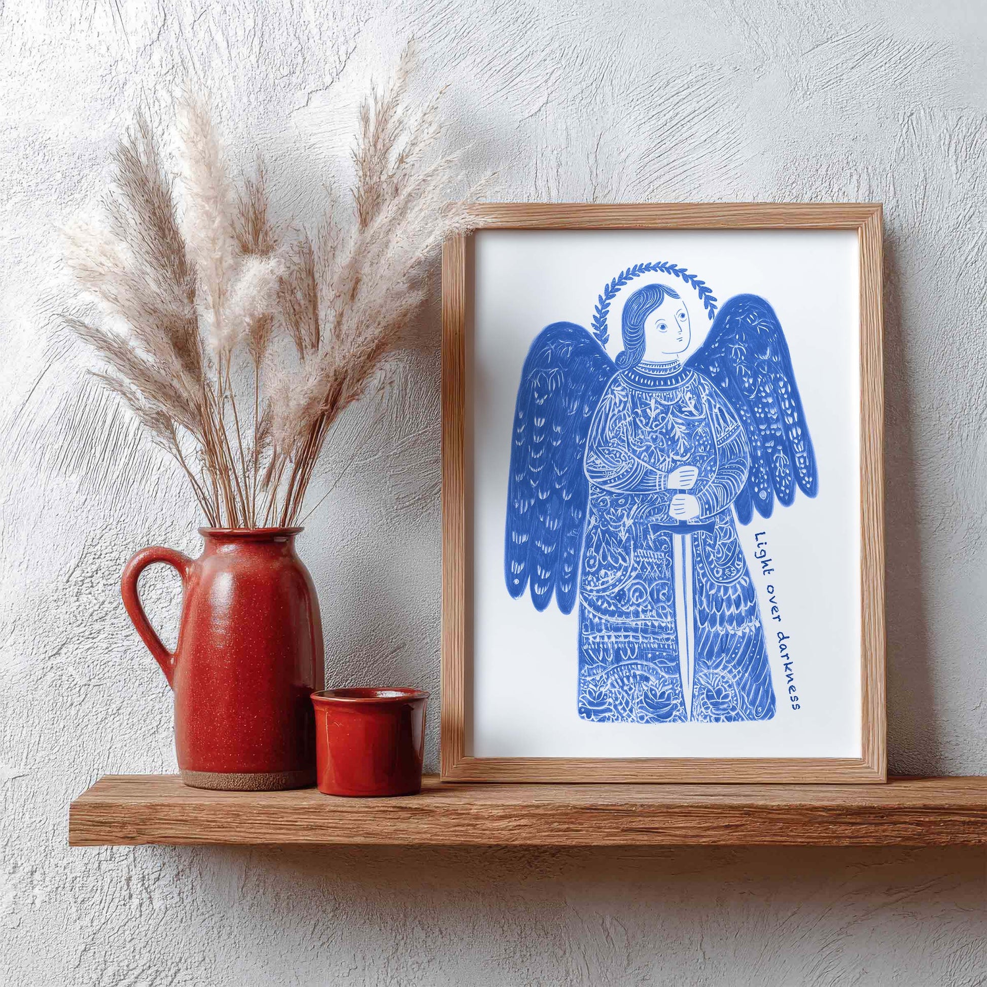 St Michael the Archangel Art Print - Blue interior mockup 09 - p_4_am_0002_Layer 1