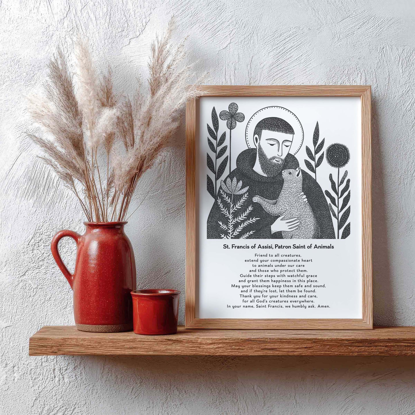 St Francis with Cat Art Print - Black interior mockup 10 - p_4_franc_cat_0000_Layer 3