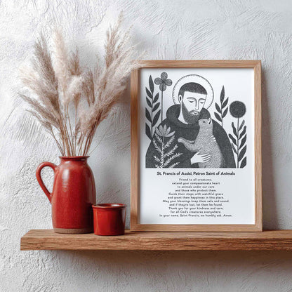 St Francis with Cat Art Print - Black interior mockup 10 - p_4_franc_cat_0000_Layer 3