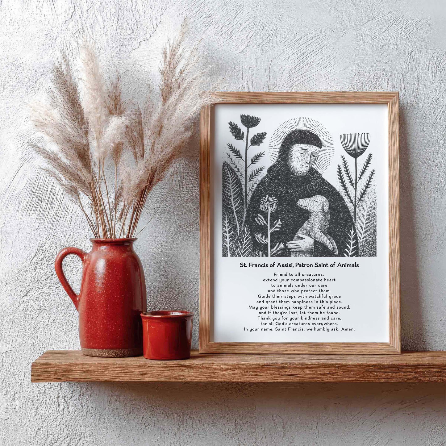 St Francis with Dog Art Print - Black interior mockup 10 - p_4_franc_dog_0000_Layer 3