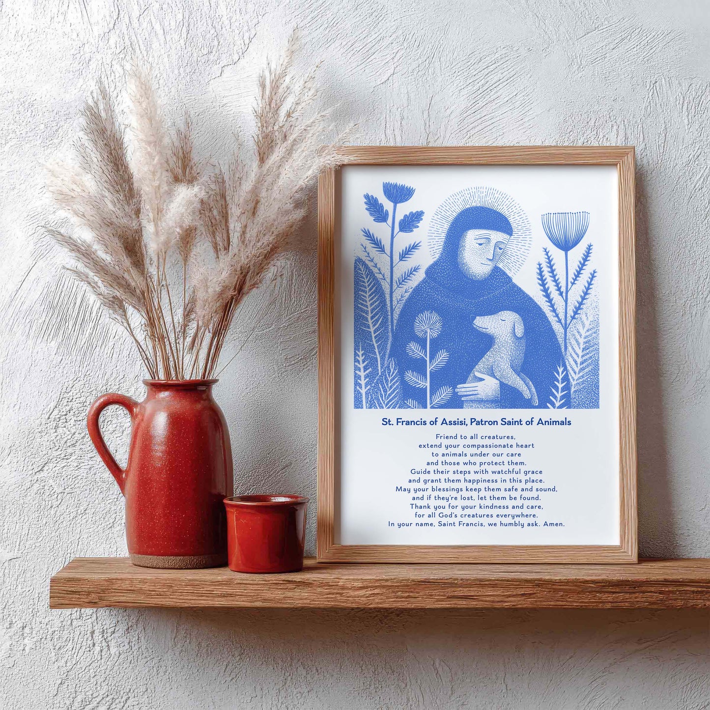 St Francis with Dog Art Print - Blue interior mockup 13 - p_4_franc_dog_0001_Layer 2