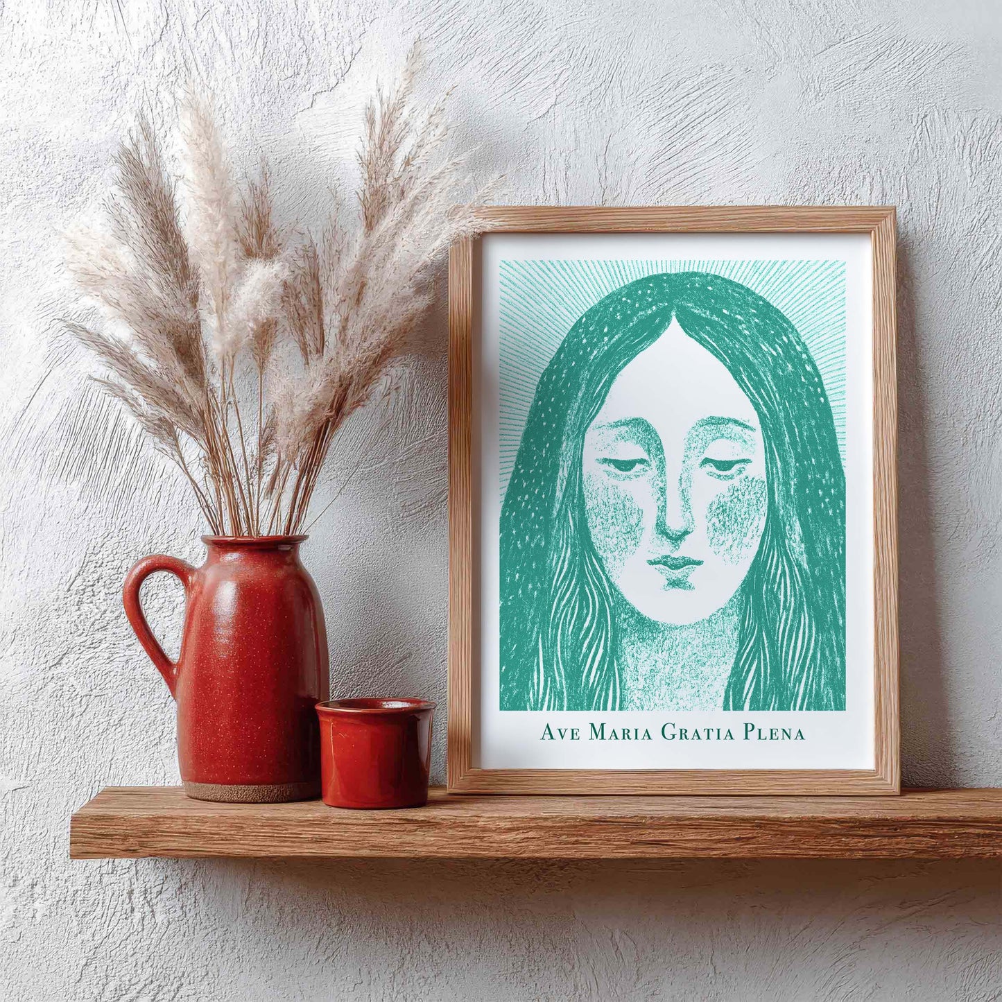 Virgin Mary Art Print - Teal interior mockup 09 - p_4_maria_0002_Layer 1
