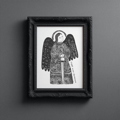 St Michael the Archangel Art Print - Black interior mockup 10 - p_5_am_0000_Layer 8