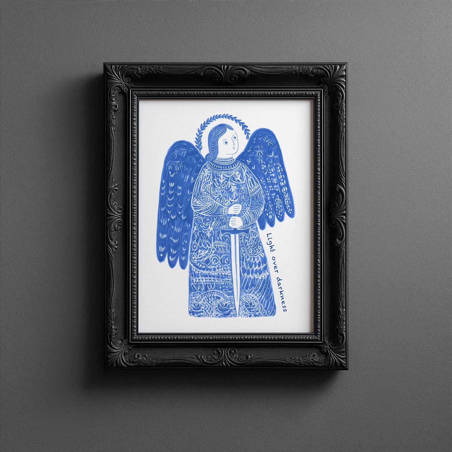 St Michael the Archangel Art Print - Blue interior mockup 10 - p_5_am_0001_Layer 7