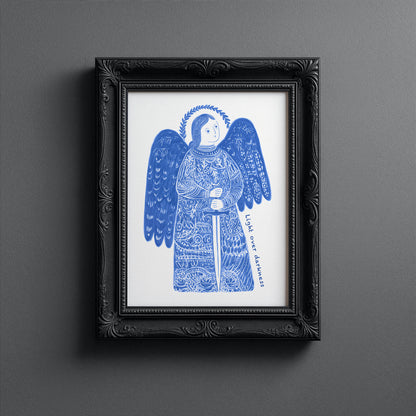 St Michael the Archangel Art Print - Blue interior mockup 10 - p_5_am_0001_Layer 7