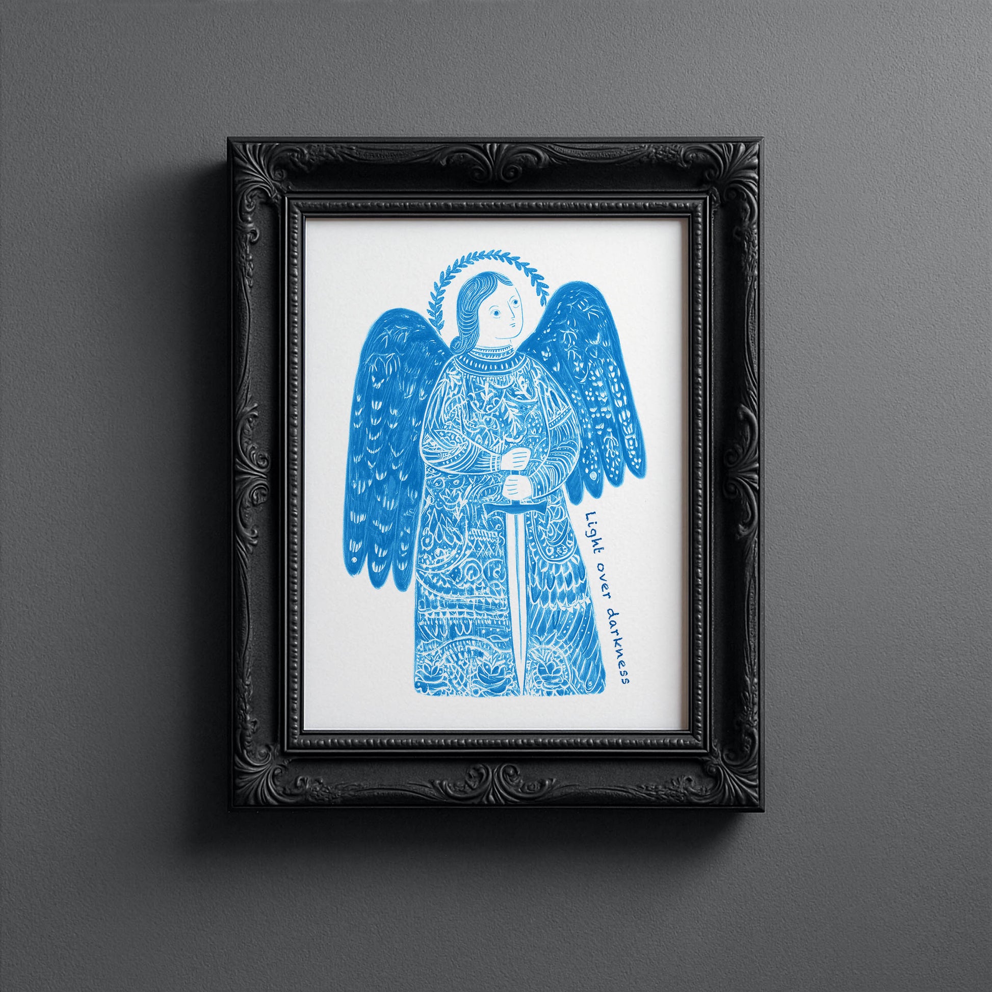 St Michael the Archangel Art Print - Deep Blue interior mockup 10 - p_5_am_0002_Layer 6