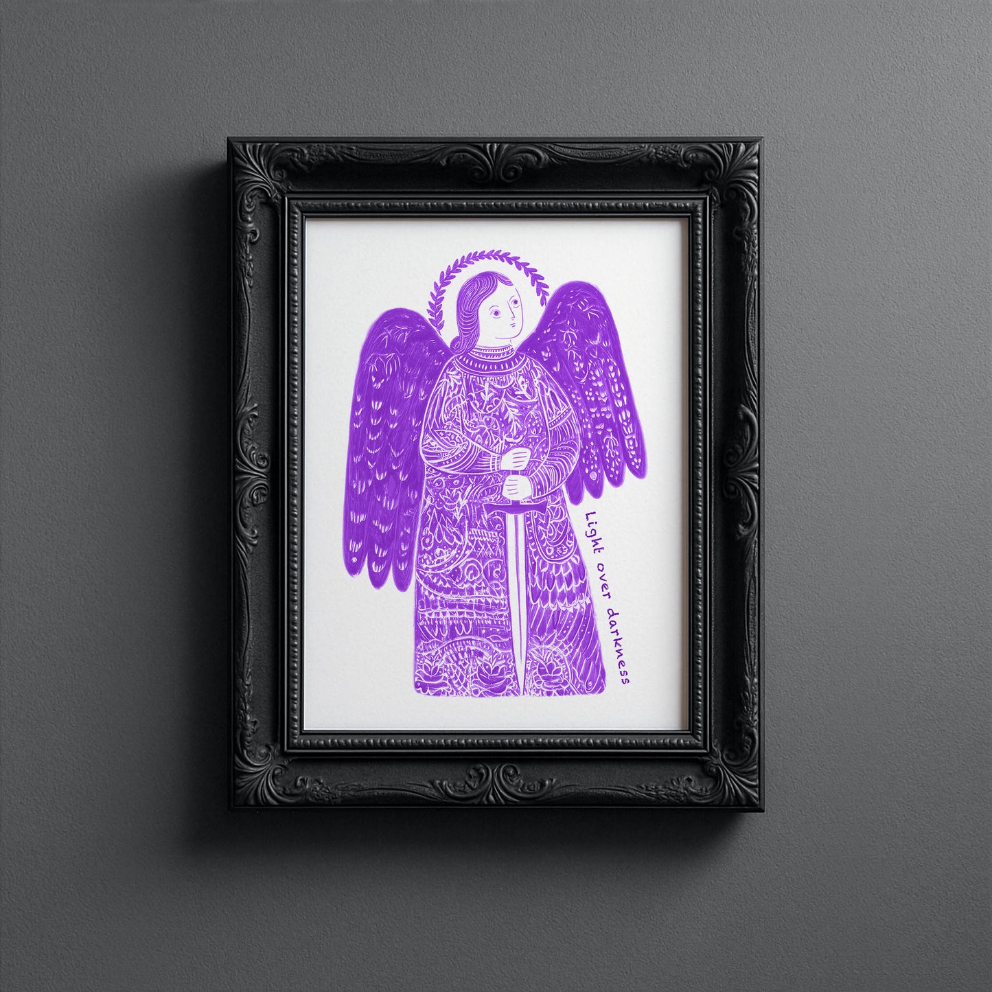 St Michael the Archangel Art Print - Purple interior mockup 10 - p_5_am_0005_Layer 3