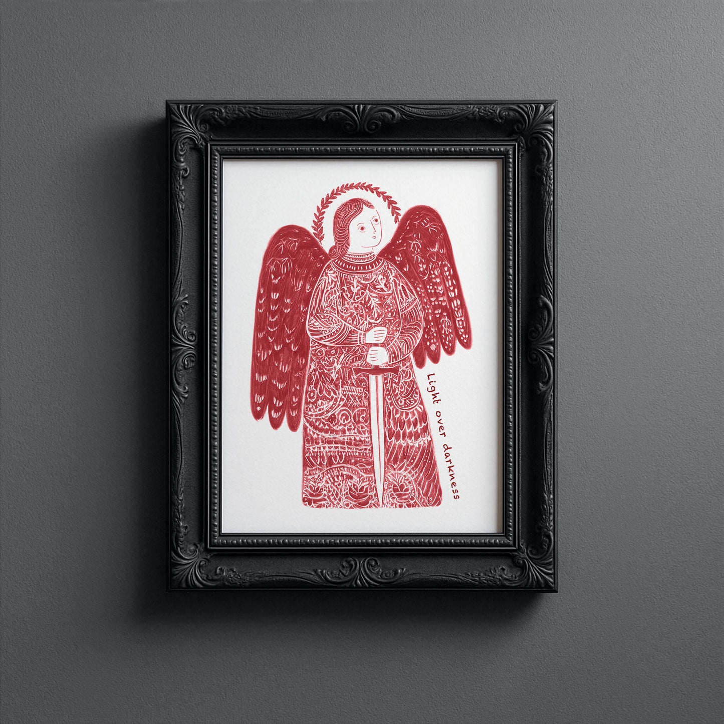 St Michael the Archangel Art Print - Red interior mockup 11 - p_5_am_0006_Layer 2