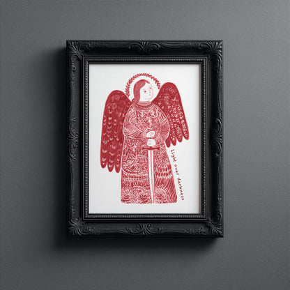 St Michael the Archangel Art Print - Red interior mockup 11 - p_5_am_0006_Layer 2