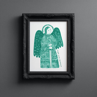 St Michael the Archangel Art Print - Teal interior mockup 10 - p_5_am_0007_Layer 1
