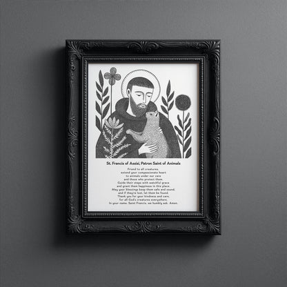 St Francis with Cat Art Print - Black interior mockup 11 - p_5_franc_cat_0000_Layer 10