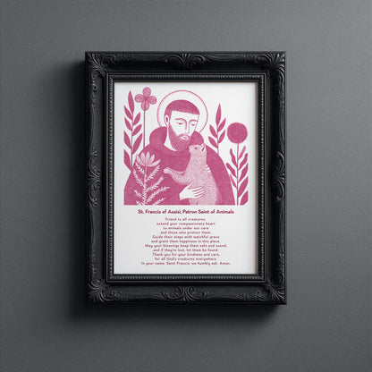 St Francis with Cat Art Print - Pink interior mockup 13 - p_5_franc_cat_0005_Layer 5