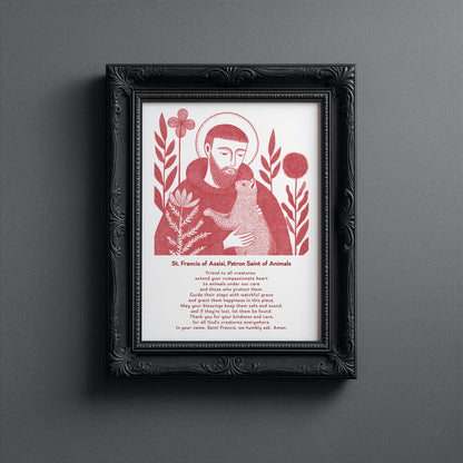 St Francis with Cat Art Print - Red interior mockup 13 - p_5_franc_cat_0007_Layer 3