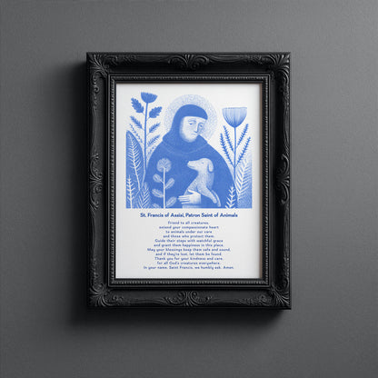 St Francis with Dog Art Print - Blue interior mockup 14 - p_5_franc_dog_0001_Layer 7