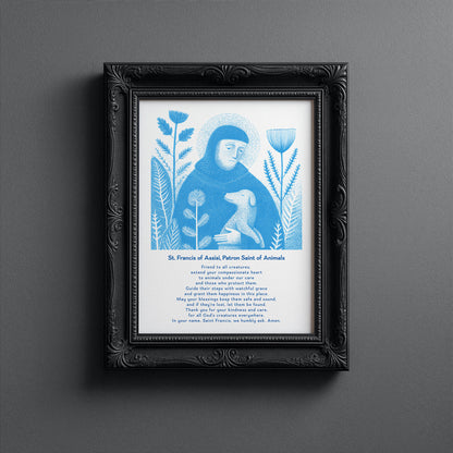 St Francis with Dog Art Print - Deep Blue interior mockup 13 - p_5_franc_dog_0002_Layer 6