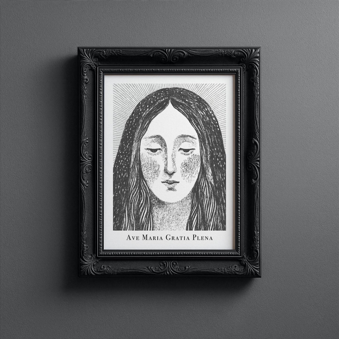 Virgin Mary Art Print - Black interior mockup 10 - p_5_maria_0000_Layer 8