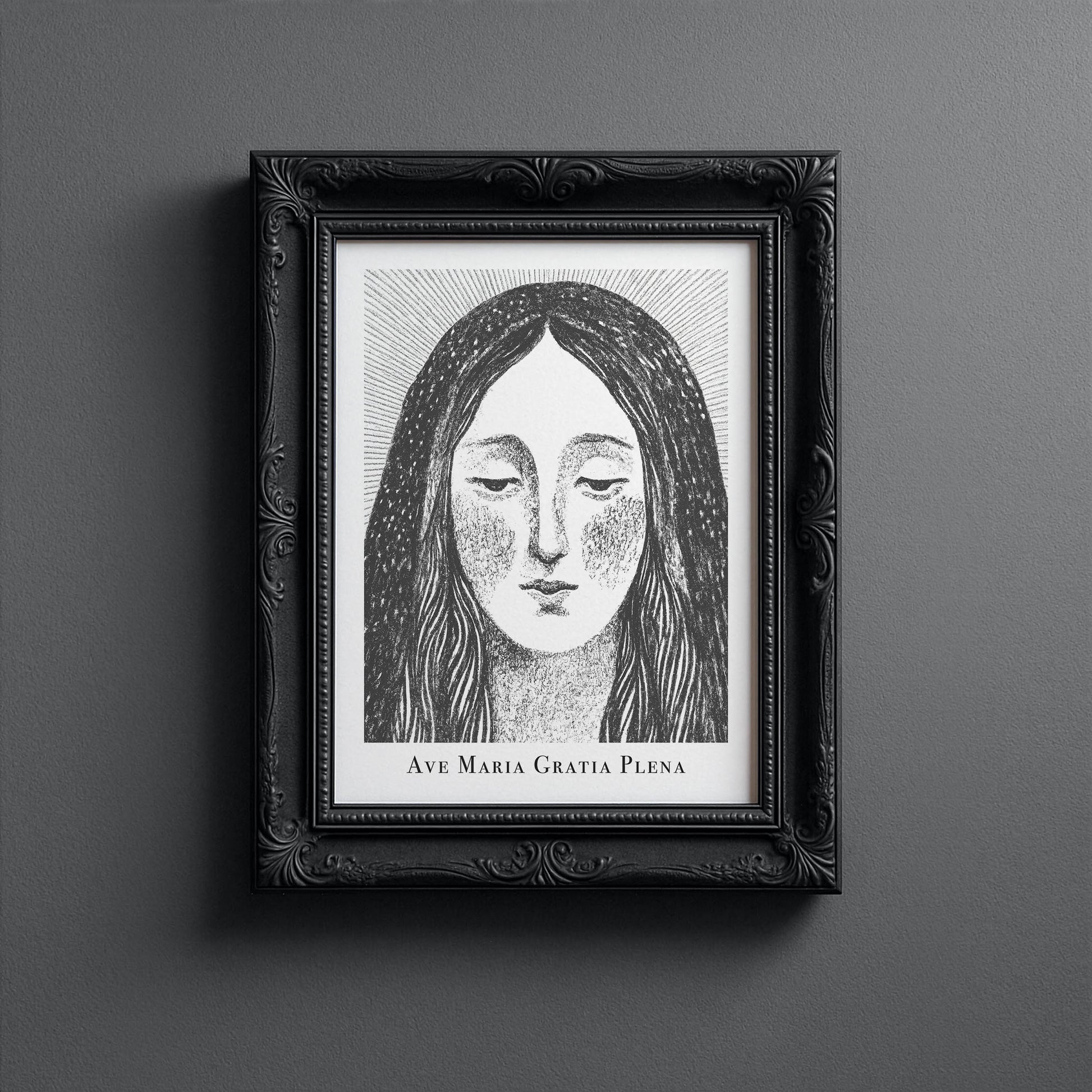 Virgin Mary Art Print - Black interior mockup 10 - p_5_maria_0000_Layer 8