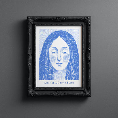 Virgin Mary Art Print - Blue interior mockup 12 - p_5_maria_0001_Layer 7