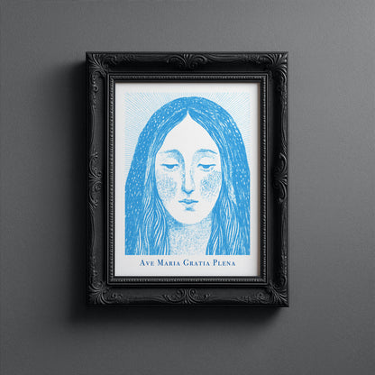 Virgin Mary Art Print - Deep Blue interior mockup 10 - p_5_maria_0002_Layer 6