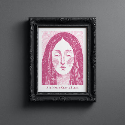 Virgin Mary Art Print - Pink interior mockup 10 - p_5_maria_0004_Layer 4
