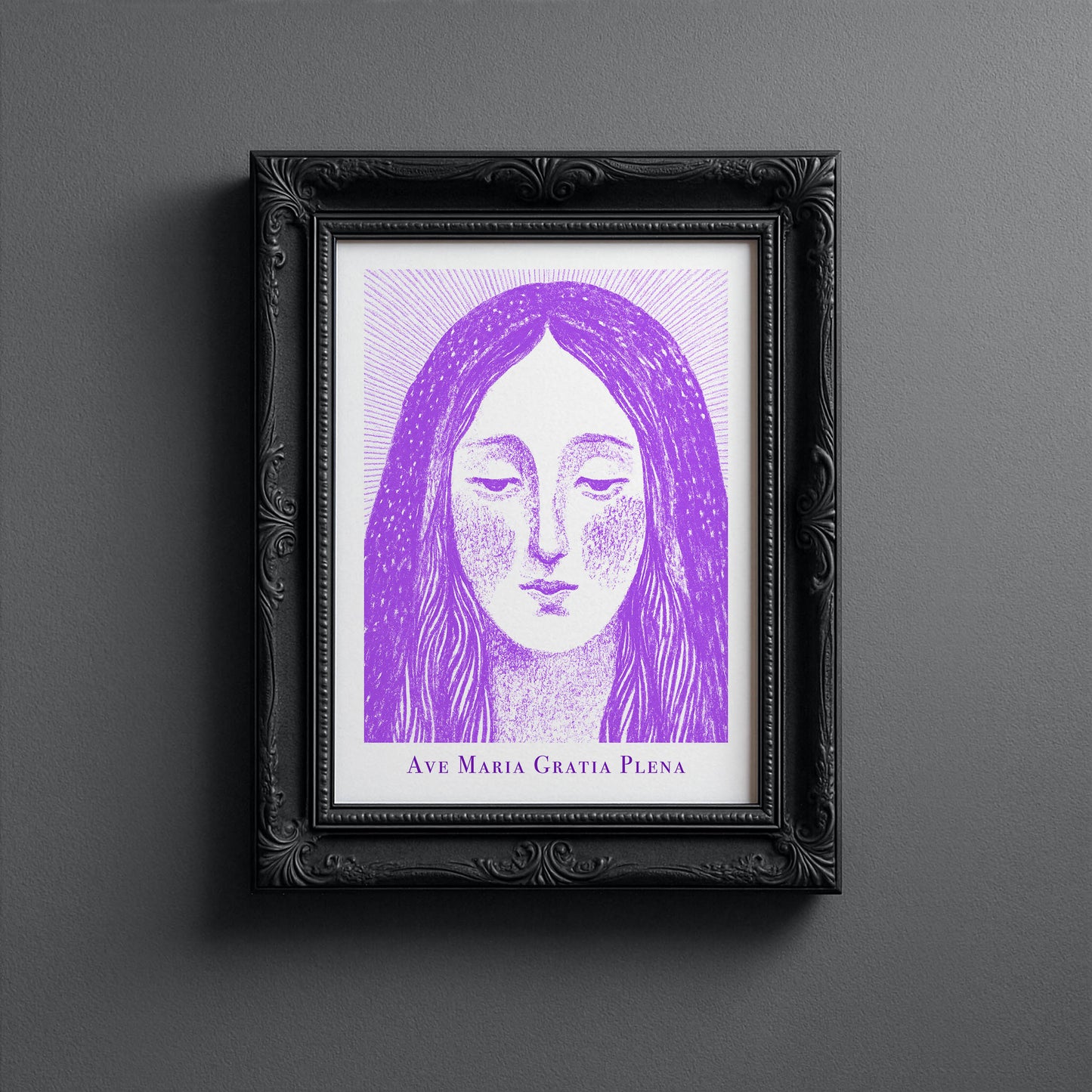 Virgin Mary Art Print - Purple interior mockup 10 - p_5_maria_0005_Layer 3