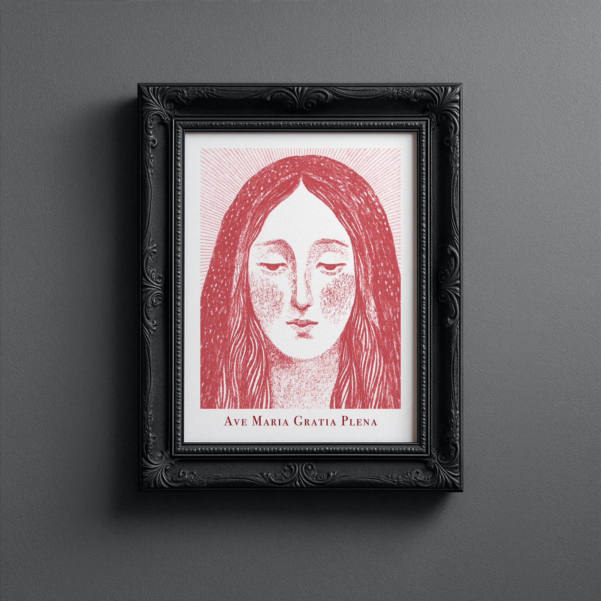 Virgin Mary Art Print - Red interior mockup 12 - p_5_maria_0006_Layer 2