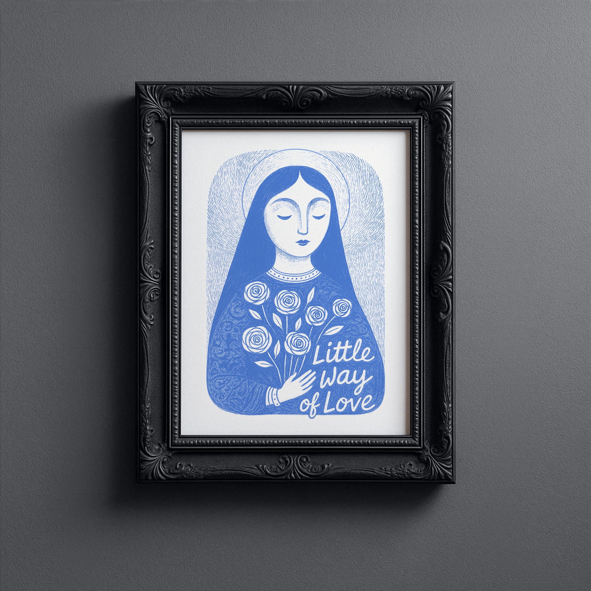 St Therese of Lisieux Art Print - Blue interior mockup 10 - p_5_ter_0000_Layer 1