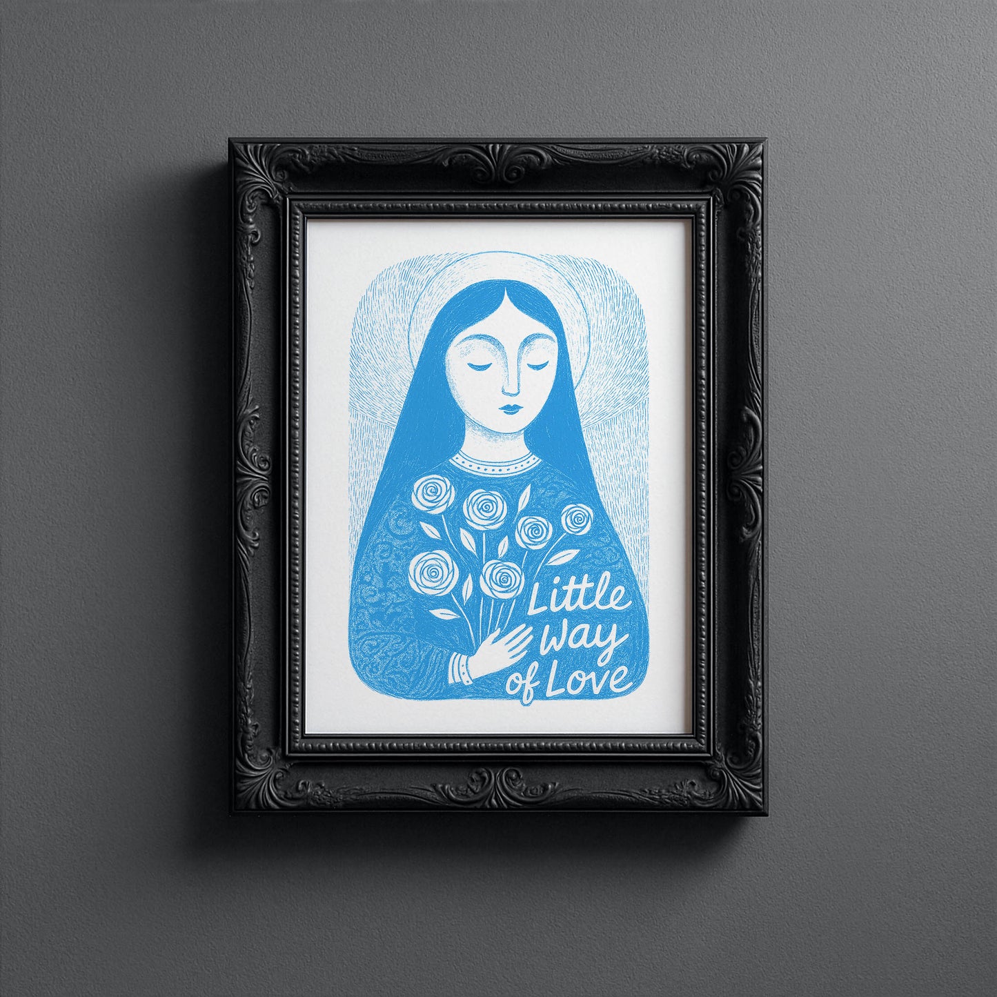 St Therese of Lisieux Art Print - Deep Blue interior mockup 10 - p_5_ter_0002_Layer 8
