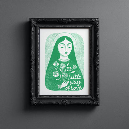 St Therese of Lisieux Art Print - Green interior mockup 10 - p_5_ter_0004_Layer 6