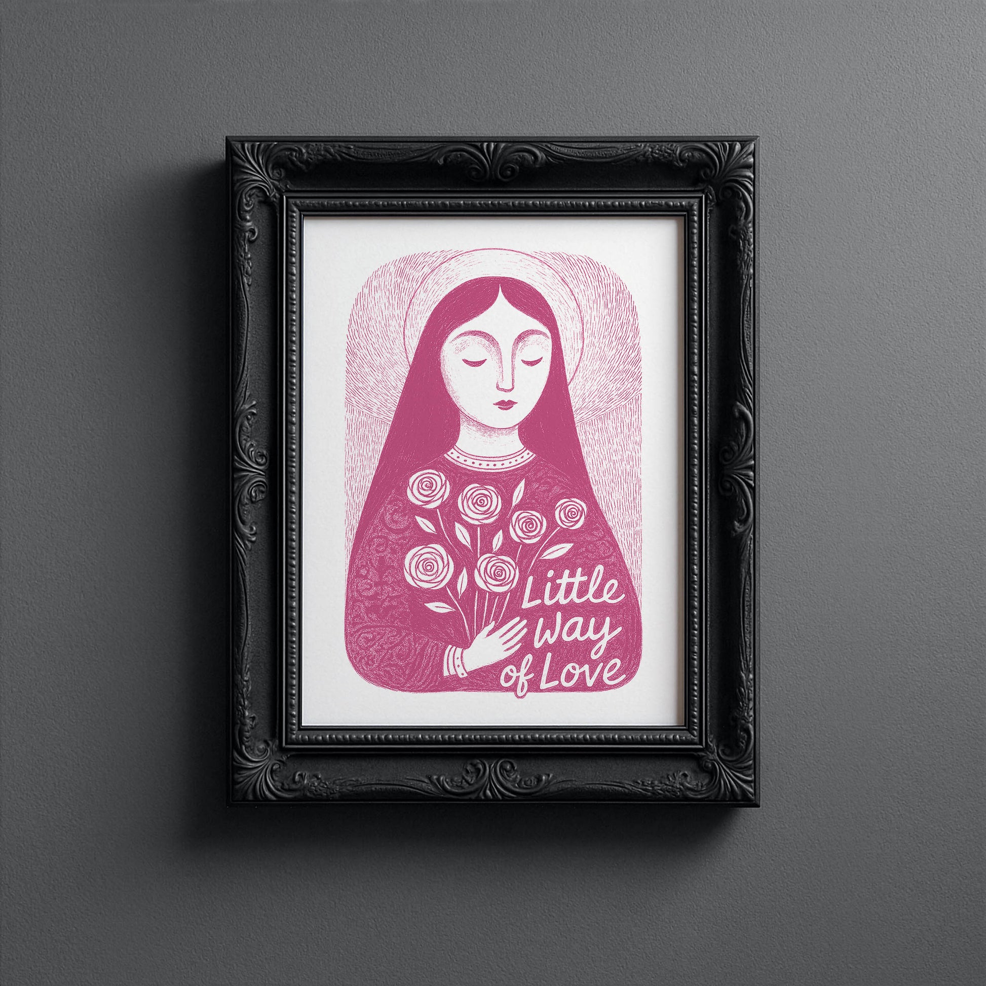 St Therese of Lisieux Art Print - Pink interior mockup 10 - p_5_ter_0005_Layer 5