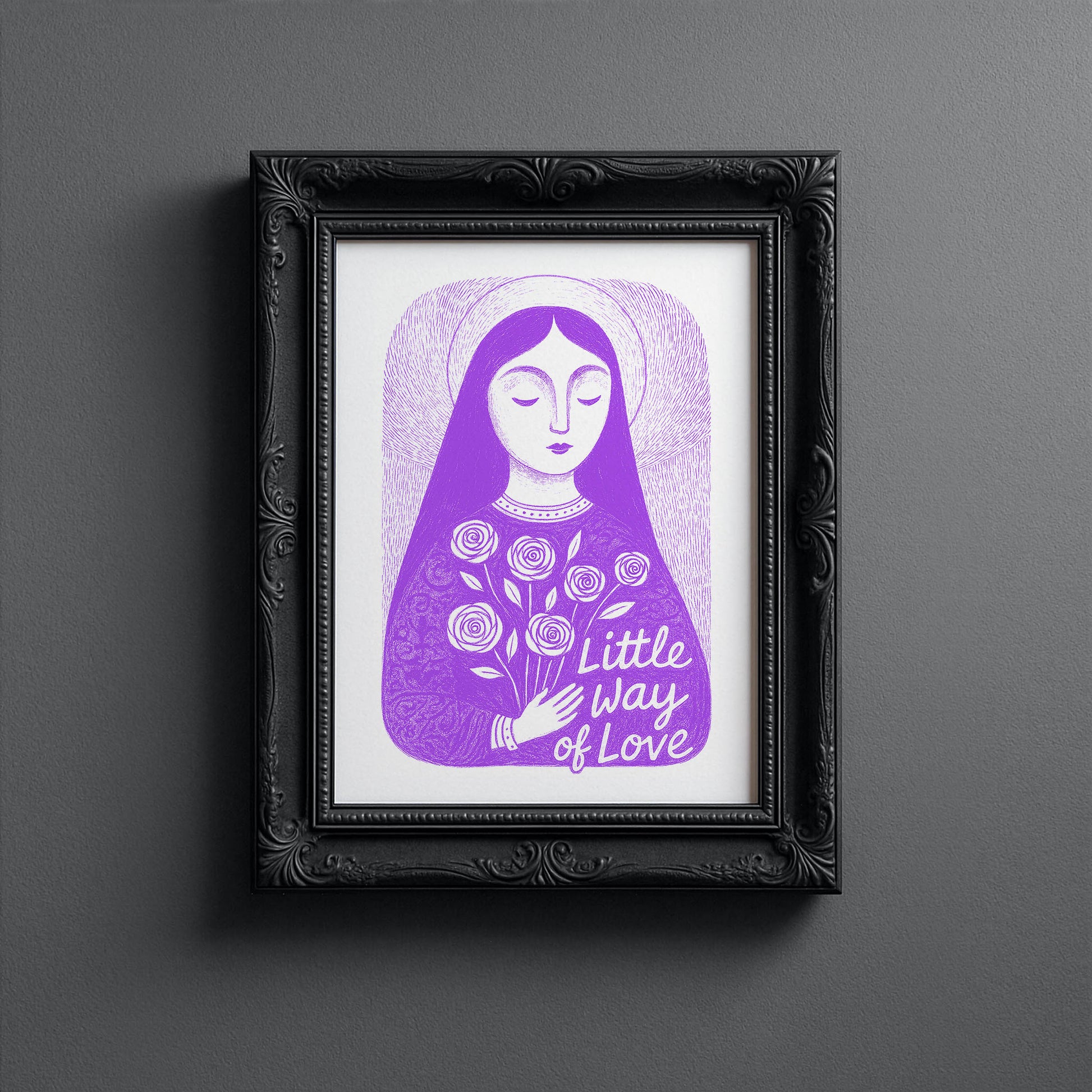 St Therese of Lisieux Art Print - Purple interior mockup 10 - p_5_ter_0006_Layer 4