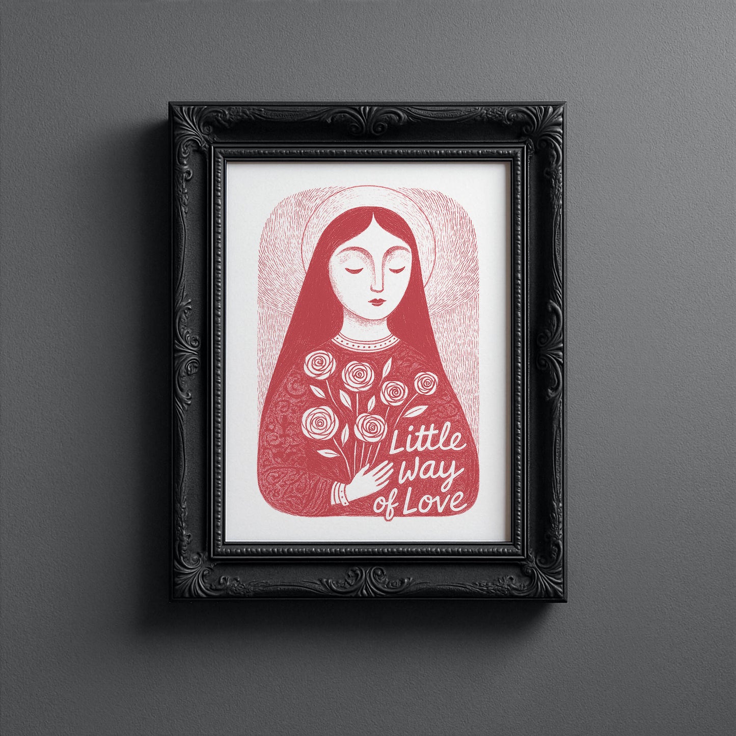 St Therese of Lisieux Art Print - Red interior mockup 11 - p_5_ter_0007_Layer 3