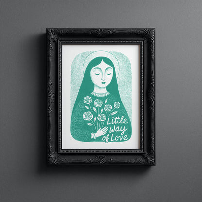 St Therese of Lisieux Art Print - Teal interior mockup 10 - p_5_ter_0008_Layer 2