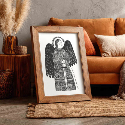 St Michael the Archangel Art Print - Black interior mockup 11 - p_6_am_0000_Layer 3