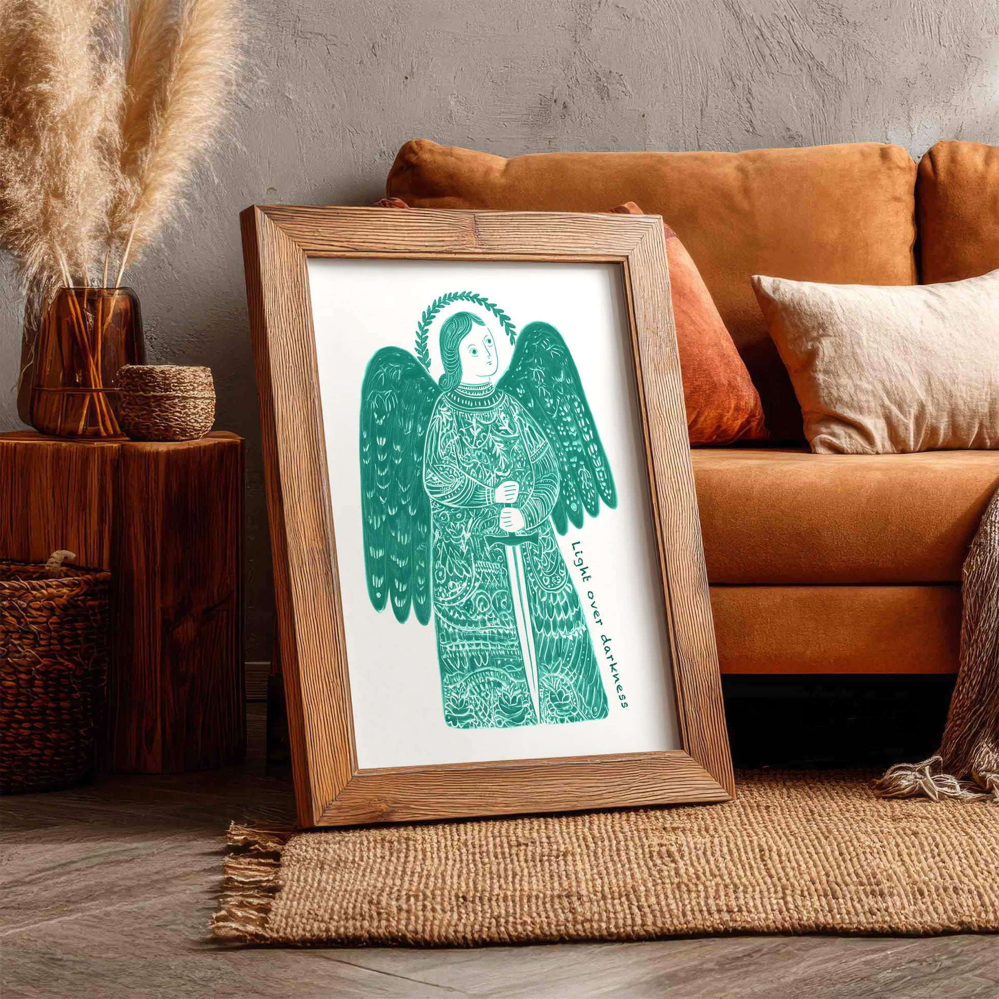 St Michael the Archangel Art Print - Teal interior mockup 11 - p_6_am_0001_Layer 2