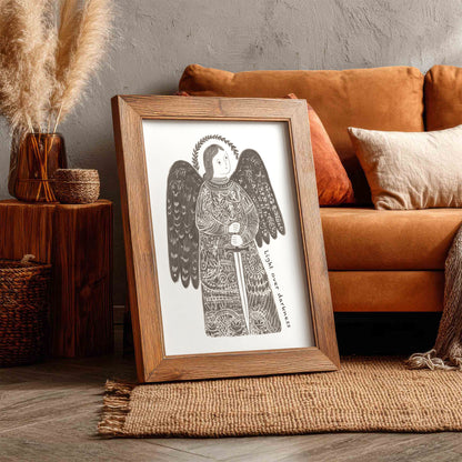 St Michael the Archangel Art Print - Brown interior mockup 10 - p_6_am_0002_Layer 1