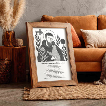 St Francis with Cat Art Print - Black interior mockup 12 - p_6_franc_cat_0000_Layer 3