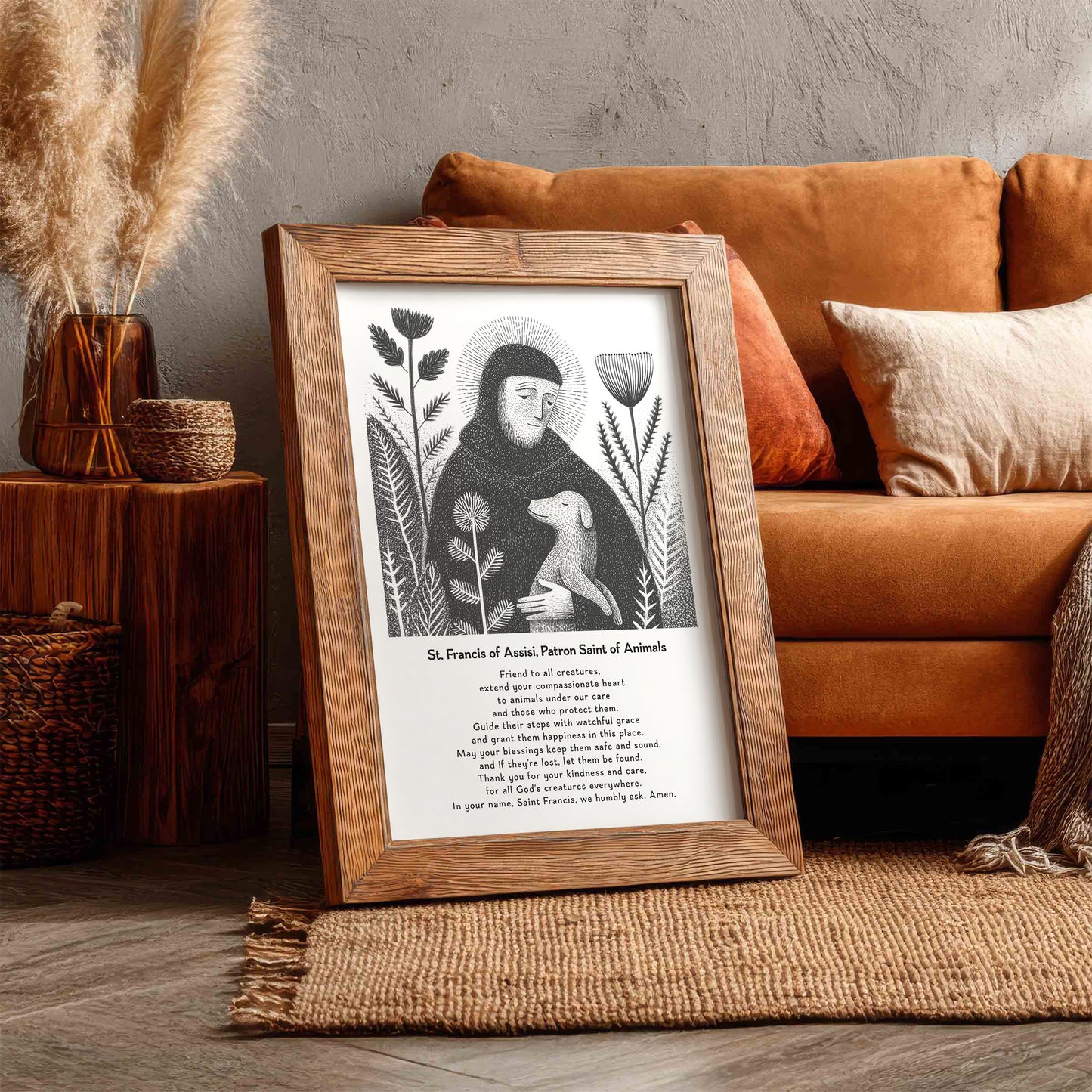 St Francis with Dog Art Print - Black interior mockup 12 - p_6_franc_dog_0000_Layer 3