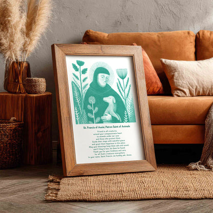 St Francis with Dog Art Print - Teal interior mockup 13 - p_6_franc_dog_0002_Layer 1