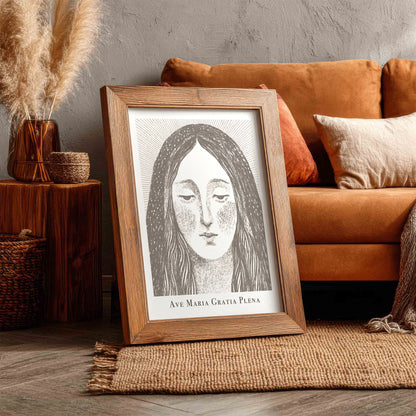 Virgin Mary Art Print - Brown interior mockup 10 - p_6_maria_0001_Layer 2
