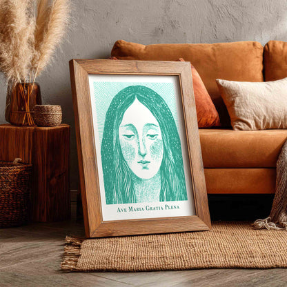 Virgin Mary Art Print - Teal interior mockup 11 - p_6_maria_0002_Layer 1