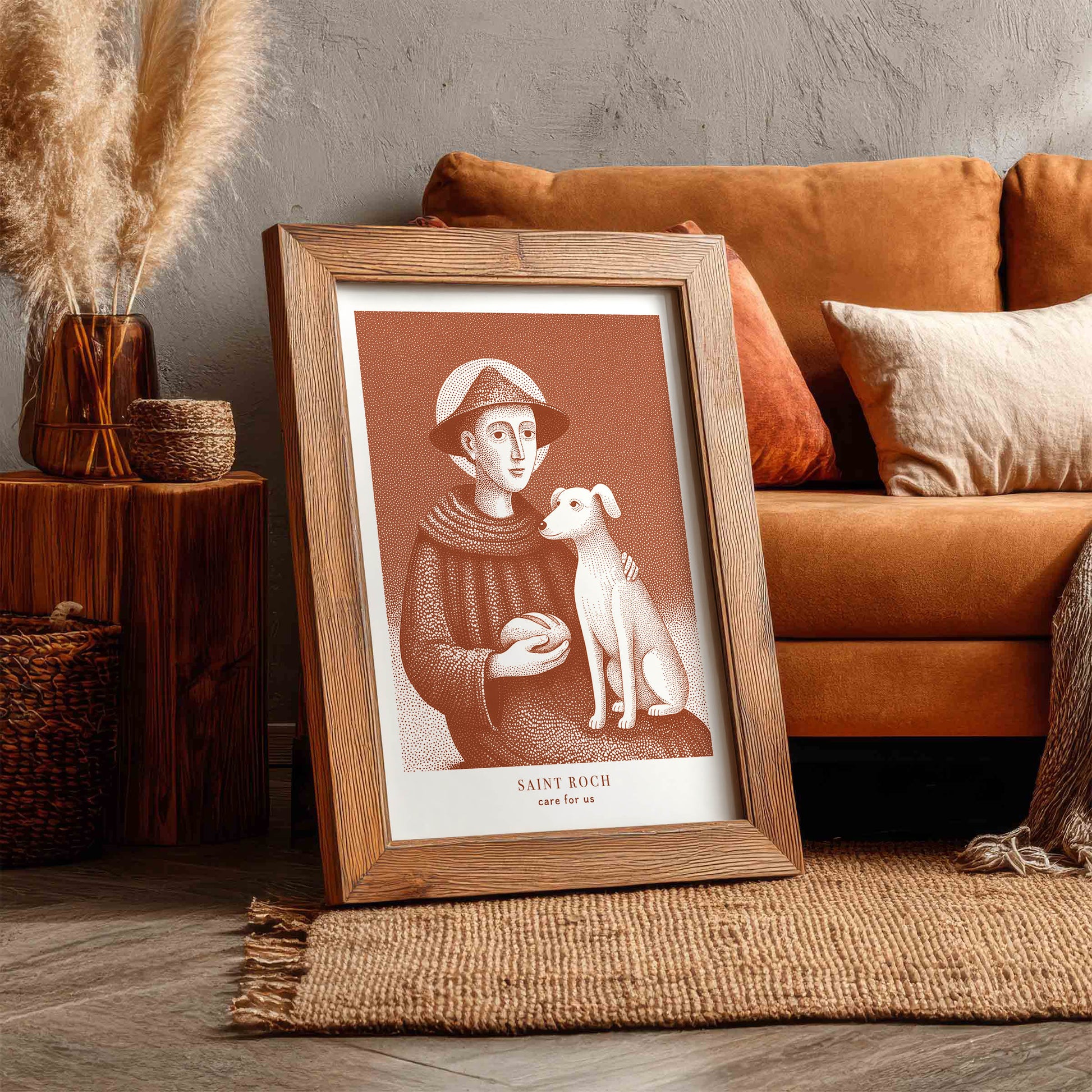St Roch Art Print - Terracotta interior mockup 05 - p_6_rustic_0001_Layer 2