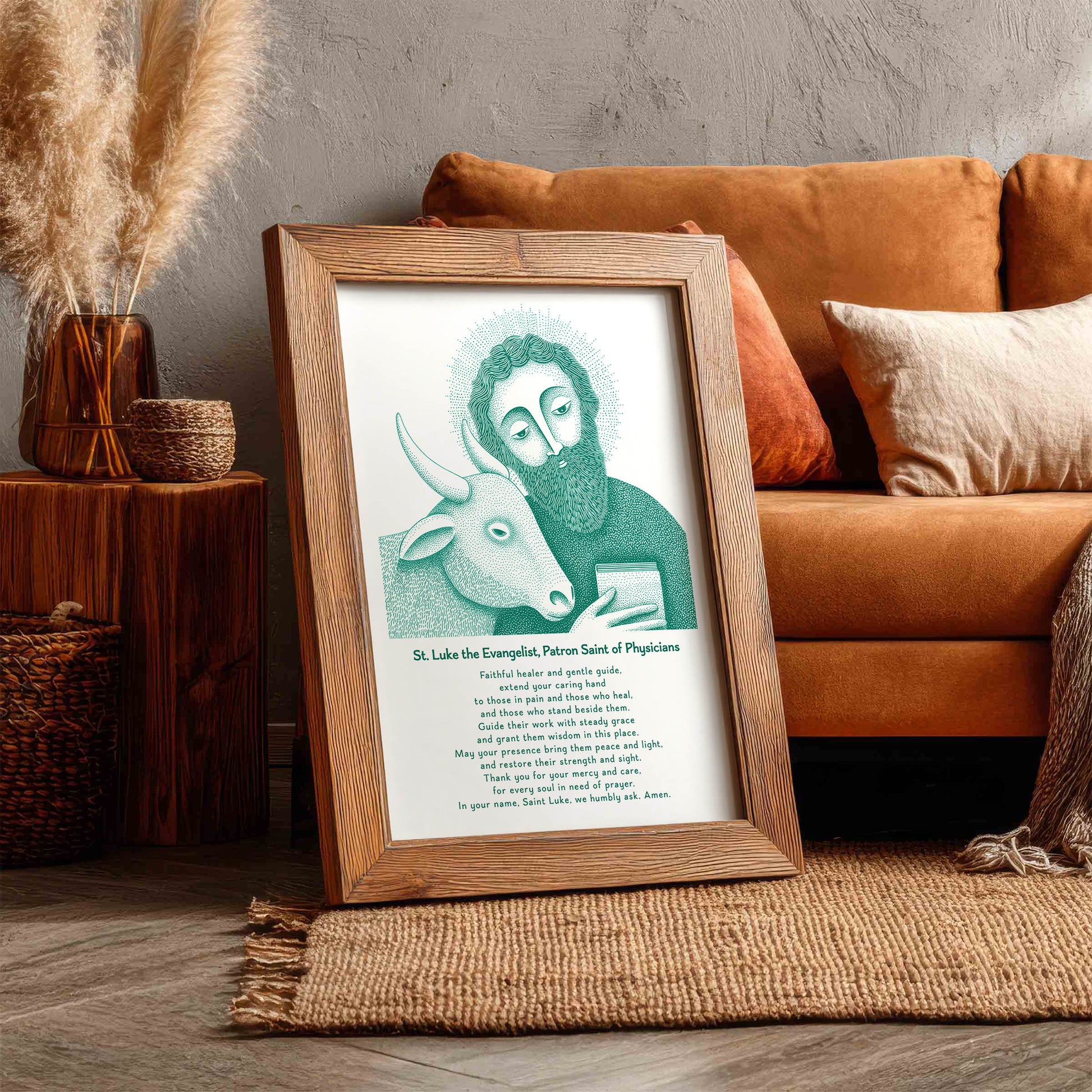 St Luke Art Print - Teal interior mockup 08 - p_6_rustic_0003_Layer 4