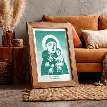 St Anthony Art Print - Teal interior mockup 07 - p_6_rustic_0005_Layer 6