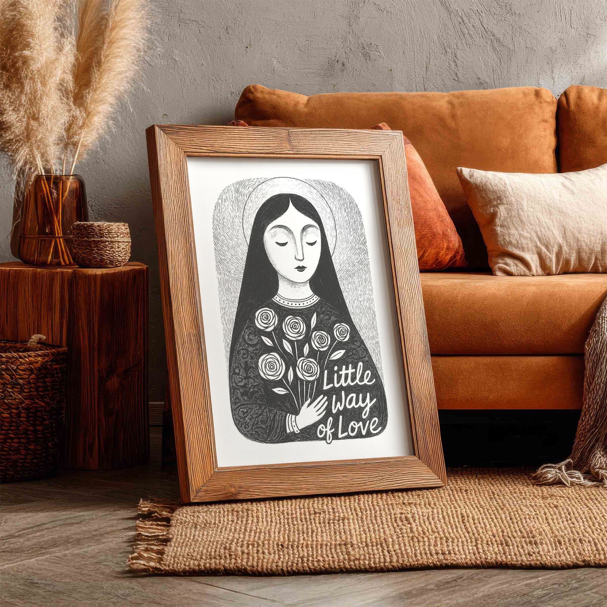 St Therese of Lisieux Art Print - Black interior mockup 12 - p_6_ter_0000_Layer 3